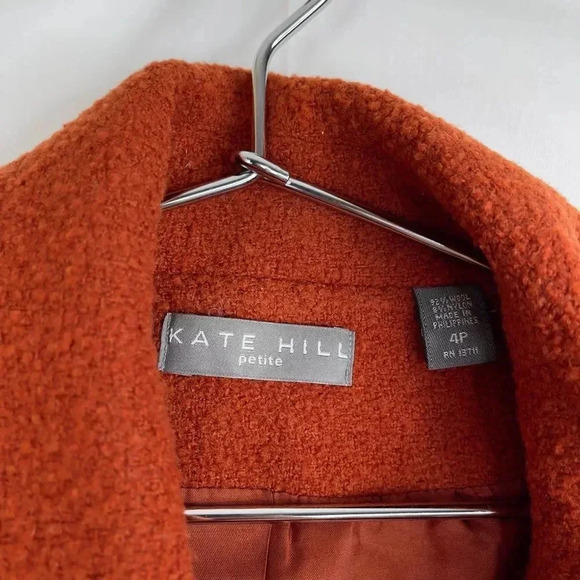 Kate Hill Double-Breasted Burnt Orange Wool Blazer - Picture 3 of 11